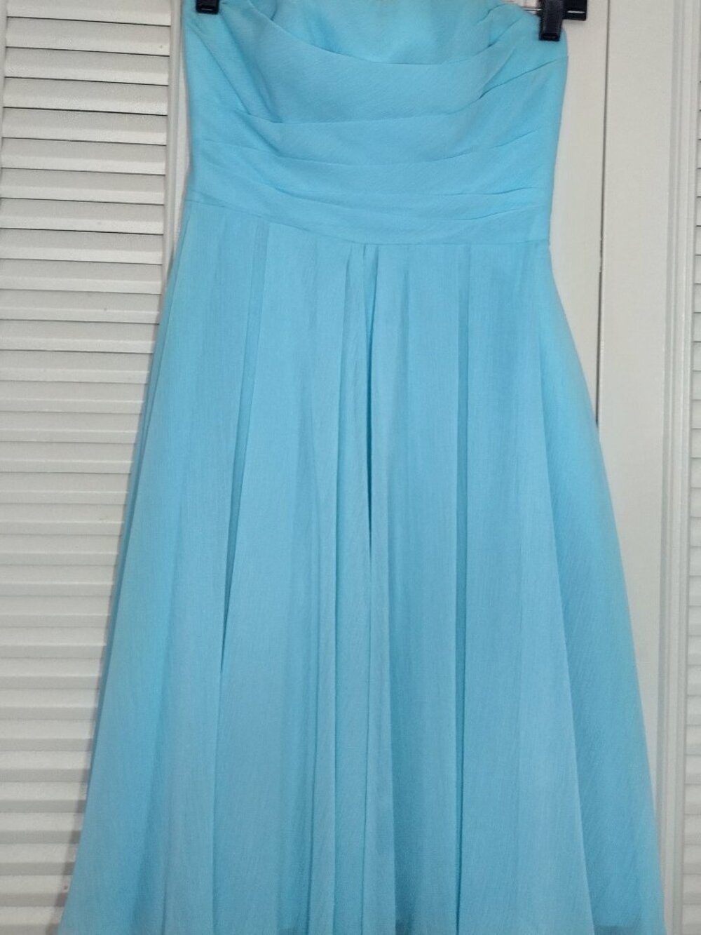 Aqua Blue Strapless Chiffon Bridesmaid Dress Pleated Sweetheart A-Line